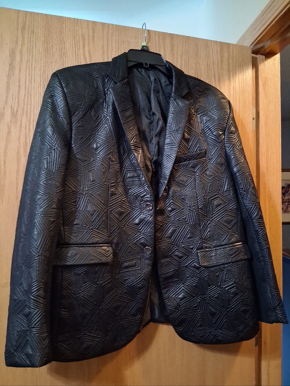 Barabas men's luxury blazer jacket, XXL, quilted textured exterior, Red Lining